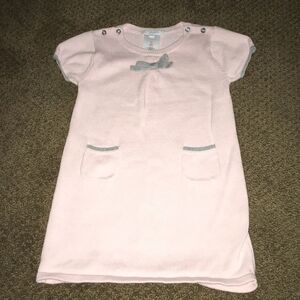 Jacadi Pink & Grey Short Sleeve Sweater Dress
